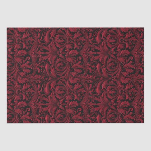 Gothic Jacquard Wirbel Decoupage - Rot und Schwarz Seidenpapier (Vorderseite)