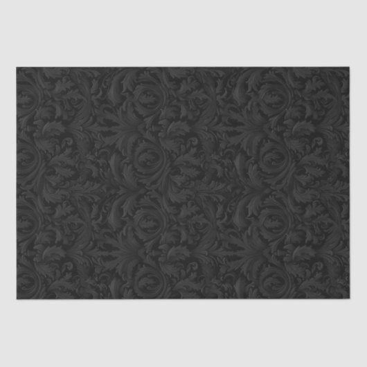 Gothic Jacquard Wirbel Decoupage - Schwarz und Gra Seidenpapier (Vorderseite)
