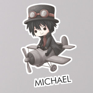 Gothic-Jungen-Pilot fliegt personalisiertes Anime- Aufkleber