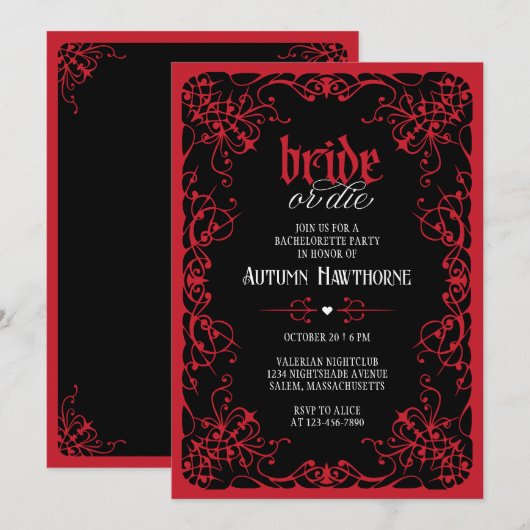Gothic-Junggesellinnen-Abschiedsparty Einladung (Vorne/Hinten)