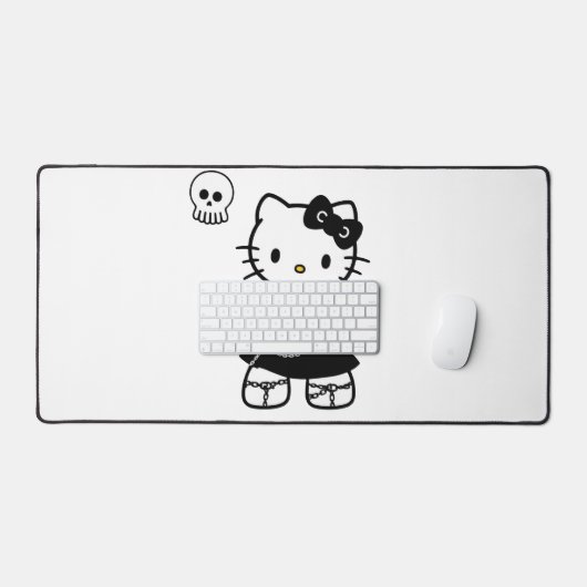 Gothic Kawaii Kitty – Emo Aesthetic Desk Mat Schreibtischunterlage (Tastatur & Maus)