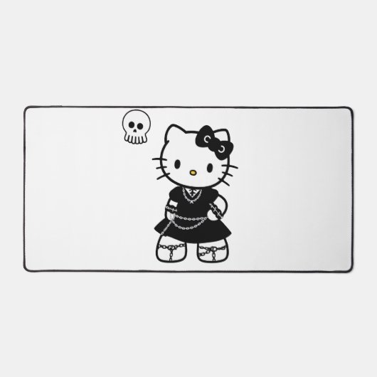 Gothic Kawaii Kitty – Emo Aesthetic Desk Mat Schreibtischunterlage (Vorderseite)