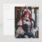 Gothic Kawaii Maid mit roten Braids Postkarte (Vorne/Hinten)