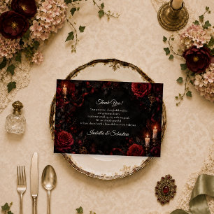 Gothic-Kerzen-Rosen-Hochzeit Dankeskarte