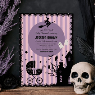 Gothic Kinderwagen Hexen-Halloween-Baby-Party Einladung