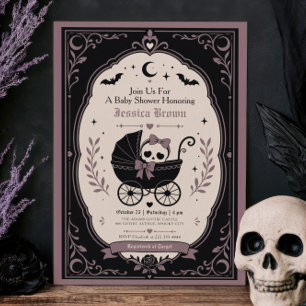 Gothic Kinderwagen Spooky Süße Halloween-Baby-Part Einladung