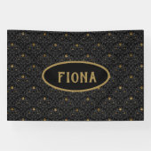 Gothic Kinderzimmer Black Rose Damask Personalisie Banner (Horizontal)