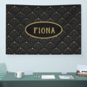 Gothic Kinderzimmer Black Rose Damask Personalisie Banner (Messe)