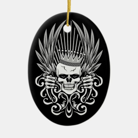 Gothic King Skull Keramik Ornament (Vorne)