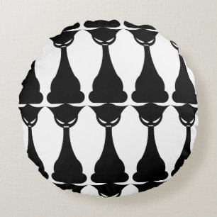 Gothic-Kissen mit Silhouette einer schwarzen Katze Rundes Kissen