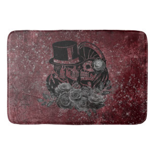 Gothic Kissing Skulls Couple und Blut rot ewigen Badematte