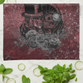 Gothic Kissing Skulls Couple und Blut rot ewigen Geschirrtuch (Gefaltet)