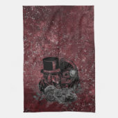 Gothic Kissing Skulls Couple und Blut rot ewigen Geschirrtuch (Vertikal)