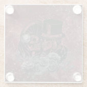 Gothic Kissing Skulls Couple und Blut rot ewigen Glasuntersetzer (Rückseite)