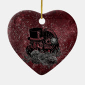 Gothic Kissing Skulls Couple und Blut rot ewigen Keramik Ornament (Hinten)