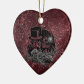Gothic Kissing Skulls Couple und Blut rot ewigen Keramik Ornament (Links)