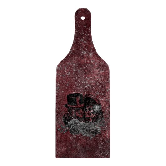 Gothic Kissing Skulls Couple und Blut rot ewigen Schneidebrett (Vorderseite)