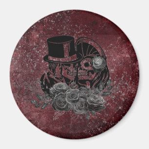 Gothic Kissing Skulls Paar und Blutrot ewig Magnet