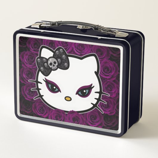 Gothic Kitty Skull Bow Metall Brotdose (Rückseite)