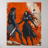 Gothic Knight Duel Poster - Dark Fantasy Art (Vorne)