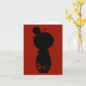 Gothic Kokeshi Silhouette Note Card Karte (Gelbe Blume)