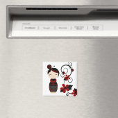Gothic Kokeshi und Blume Magnet (In Situ (Geschirrspüler))