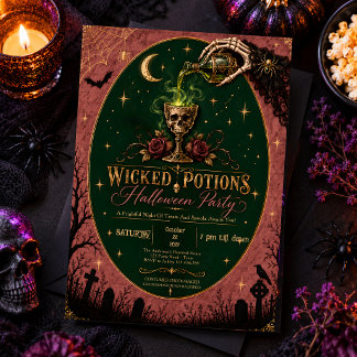 Gothic-Kostüme und Cocktails Halloween-Schleife Einladung