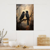 Gothic-Krähen-Kunstposter, dunkler Wald, Rabenöl Poster (Küche)