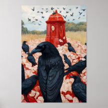 Gothic Krähensammlung rotes Monument surrealer Pos