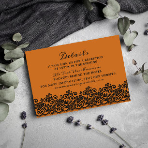 Gothic Lace Halloween Orange Black Details Begleitkarte