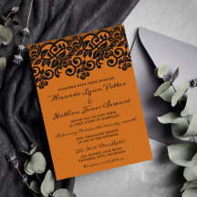 Gothic Lace Halloween Orange Black Wedding