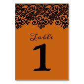 Gothic Lace Halloween Orange Black Wedding Tischnummer (Vorderseite)