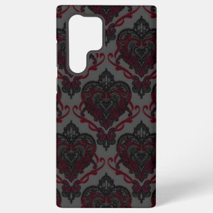 Gothic-Lace-Heart-Damask — Rot- und schwarze Handy Samsung Galaxy Hülle