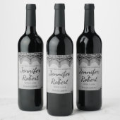 Gothic Lace Posh Wedding Wine Label Weinetikett (Flaschen)