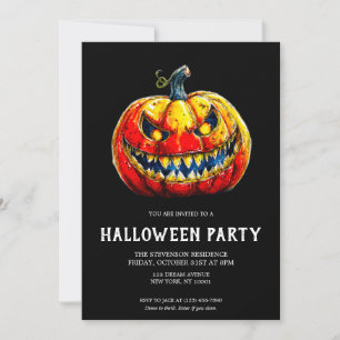 Gothic lächelnde Kürbis-Halloween-Party Einladung
