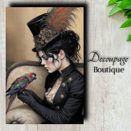 Gothic Lady Macaw Decoupage Seidenpapier