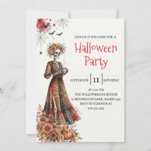 Gothic-Lady-Skeleton-Halloween-Party-Einladung Einladung