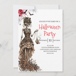 Gothic-Lady-Skeleton-Halloween-Party-Einladung Einladung
