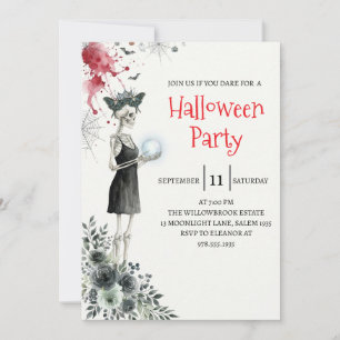 Gothic-Lady-Skeleton-Halloween-Party-Einladung Einladung