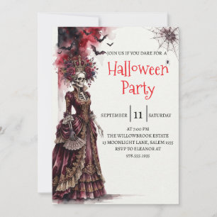 Gothic-Lady-Skeleton-Halloween-Party-Einladung Einladung