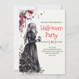 Gothic-Lady-Skeleton-Halloween-Party-Einladung Einladung