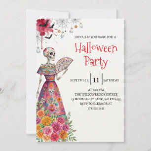 Gothic-Lady-Skeleton-Halloween-Party-Einladung Einladung