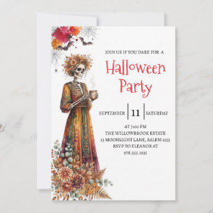 Gothic-Lady-Skeleton-Halloween-Party-Einladung Einladung
