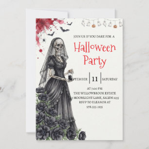 Gothic-Lady-Skeleton-Halloween-Party-Einladung Einladung
