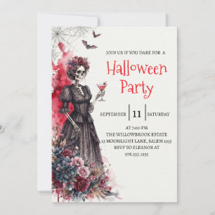 Gothic-Lady-Skeleton-Halloween-Party-Einladung Einladung