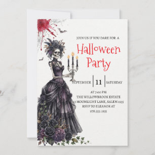 Gothic-Lady-Skeleton-Halloween-Party-Einladung Einladung