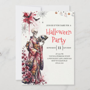 Gothic-Lady-Skeleton-Halloween-Party-Einladung Einladung