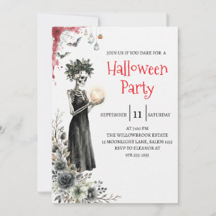 Gothic-Lady-Skeleton-Halloween-Party-Einladung Einladung