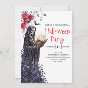 Gothic-Lady-Skeleton-Halloween-Party-Einladung Einladung