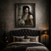 Gothic Lady White Tiger Decoupage Seidenpapier